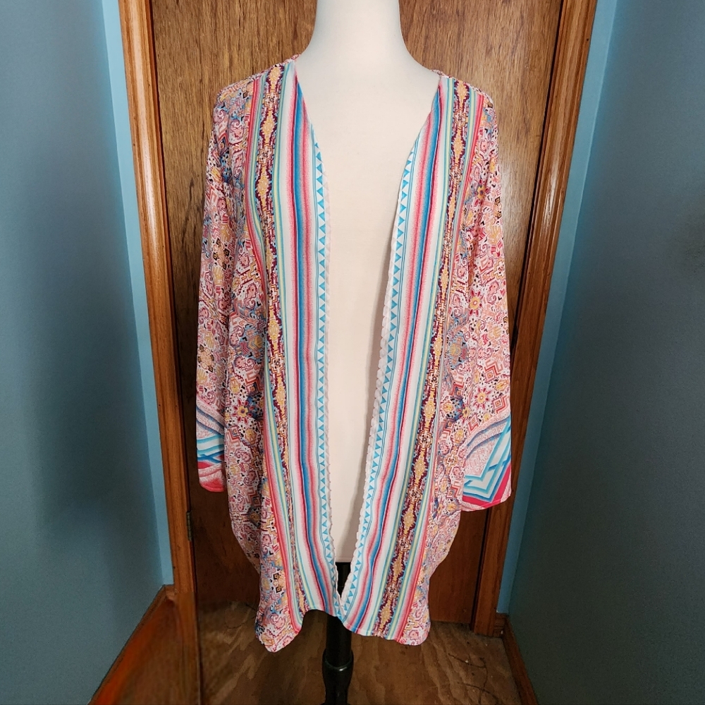 Cato Western Tribal Boho Kimono Cover-Up Women's Size 18/20
